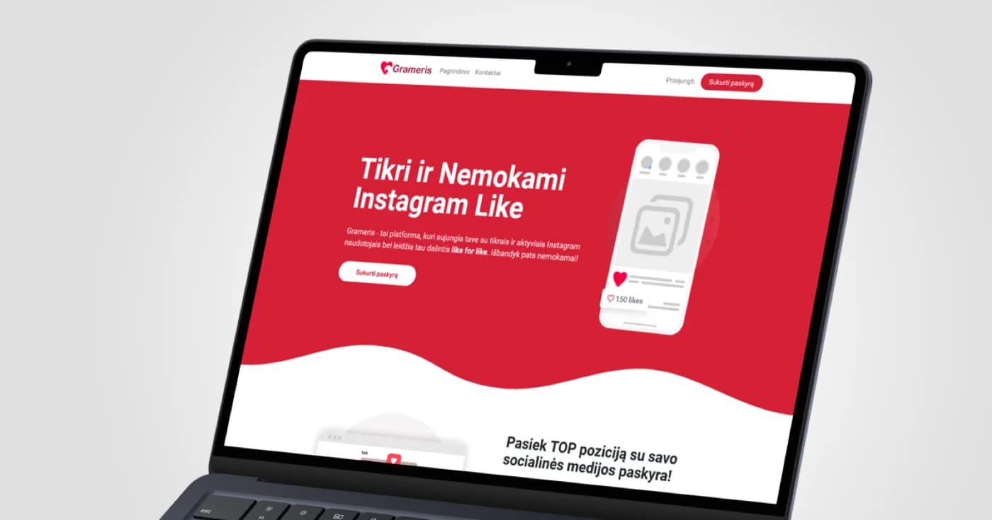 Laptop showing the Grameris platform landing page